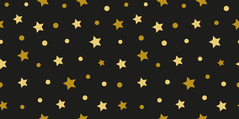 Simple gold black star seamless pattern vector