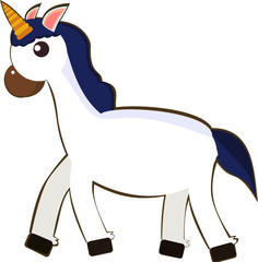 Funny cartoon vector illustration of a unicorn