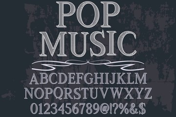 lettering Grunge font typeface vector named vintage Vector illustration.pop music