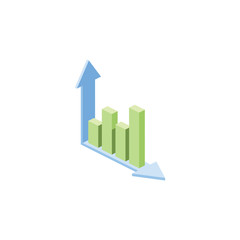 Chart Arrows. Vector 3d isometric, color web icon, new flat style. Creative illustration design, idea for infographics.