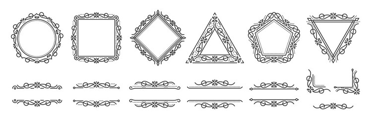 Text frame monogram devider corner art vector set