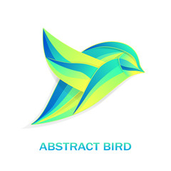 Abstract bird in colorful tones symbol  flight or peace  and development with effect of origami or of cut paper for logo or logotype icons banner and for others things