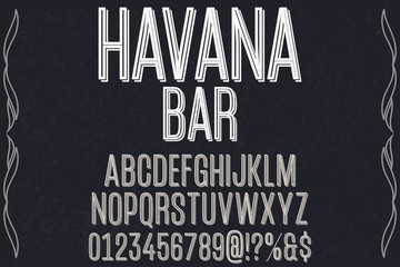 typeface font 3d, grunge vector havana bar