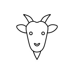 Goat head line icon, outline vector sign, linear pictogram isolated on white. Symbol, logo illustration