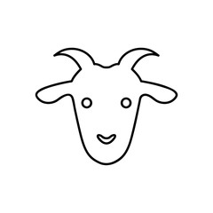 Goat head line icon, outline vector sign, linear pictogram isolated on white. Symbol, logo illustration