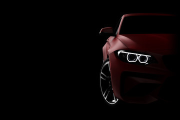 Front view of a generic and brandless red modern car © Cla78