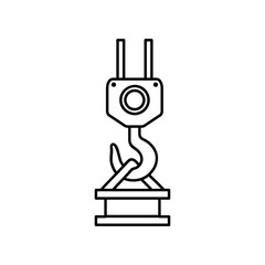 Crane hook and steel beam. linear icon. High quality black outline pictogram for web site design and mobile apps. Vector illustration on a white background.