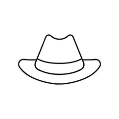 Cowboy hat or country stetson hat line art vector icon for apps and websites. Outline style logotype template. Vector abstract logo or emblem.