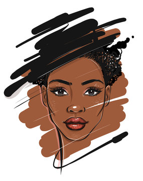 Black African American Woman Portrait Sketch