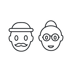 Grandparents outline icon for web, mobile apps, games and etc. Vector grandparents illustration.