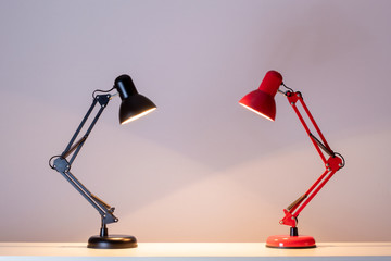 Red and black table lamp