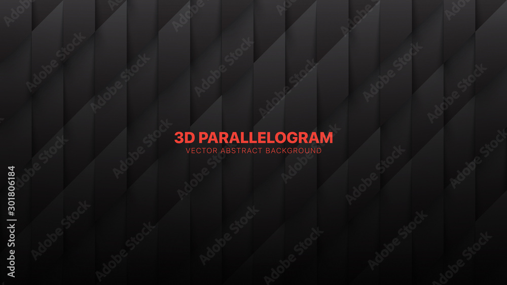 Wall mural 3d vector parallelogram pattern conceptual sci-fi abstract darkness background. science technologica