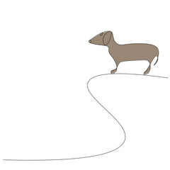 Dog silhouette line drawing vector illustration	