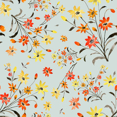 Seamless watercolor pattern bouquets handemade