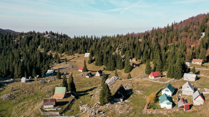 Aerial view of a small mountain village