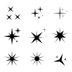 Sparkles. Decoration element. Glowing light effect stars