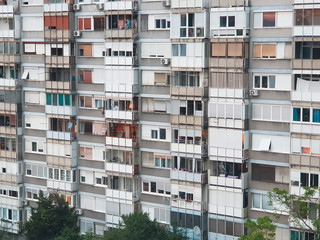 close up on gray block of flats