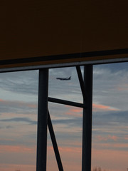 airplane with sunset