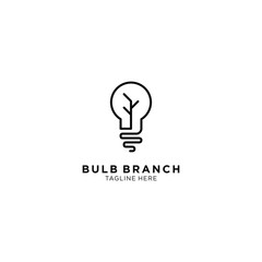 creative bulb / lamp with branch natural logo template
