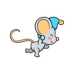 Obraz na płótnie Canvas Cute mouse character play snowball. Funny rat vector illustration on white background. 2020 New Year icon