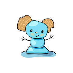 Cute mouse snowman. Amiable rat vector illustration on white background. 2020 New Year icon. Cute mouse snowman. Amiable rat vector illustration on white background. 2020 New Year icon.