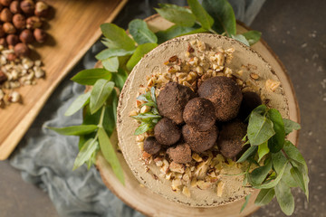 Delicious naked coffee and hazelnuts cake
