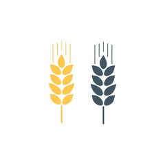 Ears of Wheat, Barley or Rye vector visual graphic icons, ideal for bread packaging, beer labels etc. Stock Vector illustration isolated on white background.