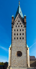Fototapeta na wymiar Catholic Paderborn Cathedral St. Liborius is mainly of the 13th century. The western tower of the 12th century. Germany, Europe