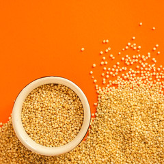 quinoa grain (porridge, superfood is healthy snack) menu concept. food background. copy space. Top view