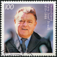 GERMANY - 1995: shows Portrait of Franz Josef Strauss (1915-1988), German politician, 1995