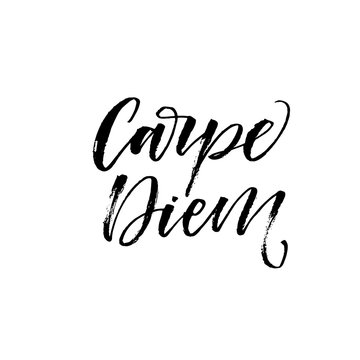 Carpe diem - latin phrase means Capture the moment. Modern vector brush calligraphy. Ink illustration with hand-drawn lettering. 