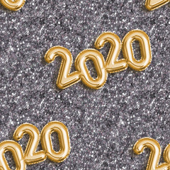 FOIL TEXT BALLOON TEXT NEW YEAR SEAMLESS PATTERN 
