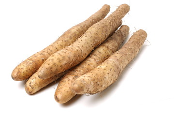 Chinese yam on white background 