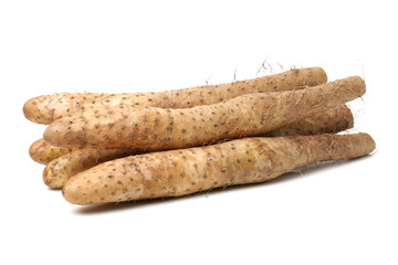 Chinese yam on white background 