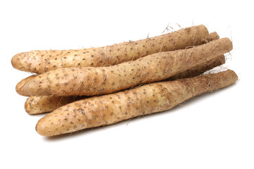Chinese yam on white background 