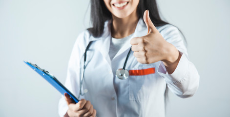 happy woman doctor finger okay sign