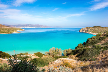 Tropical beach of Voulisma beach, Istron, Crete, Greece.