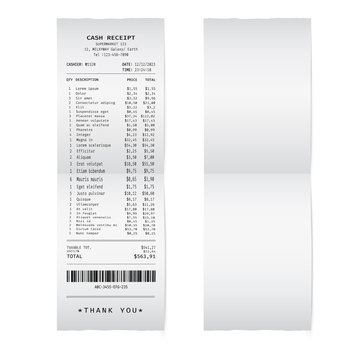 Template Of A Shop Receipt. Mockup Of A Check From Mall