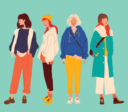 Diverse women faces background, women different style