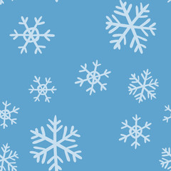 Snowflakes seamless patter. Christmas and winter snow texture background.