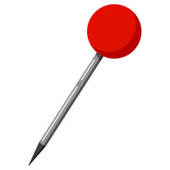 Red round push office map pin marker icon isolated on white background.