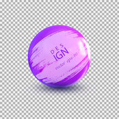 Bright ball, banner vector.Strip paint .Roller brushes with paint for text . Realistic balloon for labels, adver.