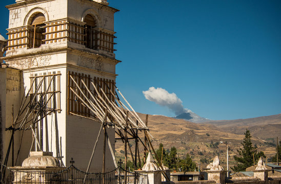 Yanque village and volcano, Peru