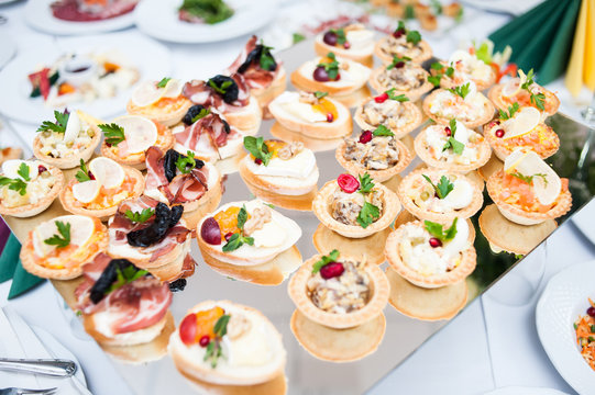 Buffet table for celebration with different dishes