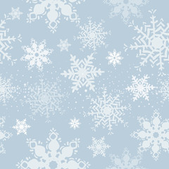 Duotone seamless winter texture. snowflake, blue, Winter background. Christmas template. Hand drawn vector illustration. Wrapping paper for Christmas, Happy New Year