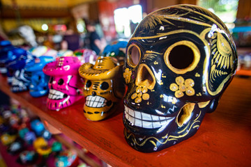 Skull Sale at Day of the Dead in Mexico