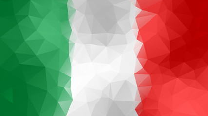 vector abstract irregular polygon background - triangle low poly pattern - green white red colored vertical stripes - flag of italy - italian official symbol