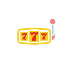 Casino Slot Machine, 777 Jackpot. Flat Vector Icon illustration. isolated on white background.