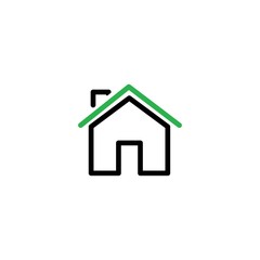 House icon. Simple icon in black and green colors.