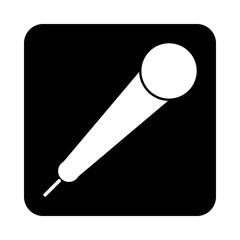 Microphone icon on black.